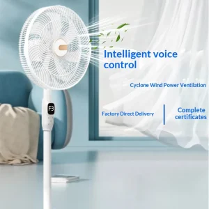 Smart Voice-Controlled Floor Fan 16-Inch Energy-Saving Oscillating Low-Noise Three-Speed Remote Control Adjustable Height DC