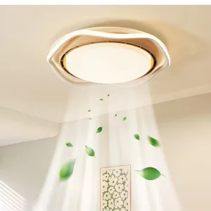 Smart Voice Remote Control LED Ceiling Fan with 6 Speed Dimmable Low Noise Bladeless ABS+Acrylic Modern Design for Bedroom