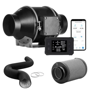 Smart WIFI Controller 4 Inch Blower Exhaust Ventilation Duct Fan Carbon Filter Air Filtration Kit for Hydroponics Plant Tents