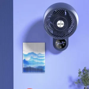 Smart Wall Mounted Digital Circulation Fan with Remote Control Sleep Mode Timer Rotatable for Bathroom Kitchen Dorm Use