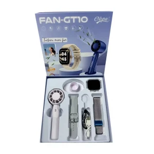 Smart Watch Handheld Fan Gift Set Hands free Call Heart Rate Monitor Smartwatch with Silicone & Metal Straps Portable Mini Fan