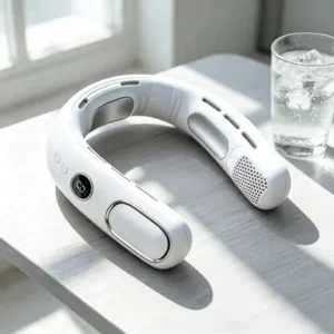 Smart Wearable Neck Air Conditioner 5 Levels Digital Display Bladeless Neck Fan Semiconductor Cooling Portable Personal Fan
