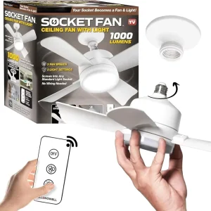 Socket Ceiling Fan LED Light E26 E27 Base Ceiling Fans with Lights and Remote Control 3 Colors Adjustable LED Mini Ceiling Fans