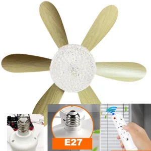 Socket Fan Light with Remote Ceiling Fan Light 2000 Lumens Dimmable LED Bulb 3 Colors 3 Wind Speeds Adjustable