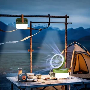 Solar Camping Fan Light Rechargeable Outdoor Long Battery Life Multifunctional and Portable Tent Emergency Lamp
