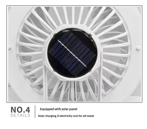 Solar Camping Fan Light Remote Control 3 Speed High Capacity 3600mAh Type C Rechargeable 2 in 1 LED Lantern