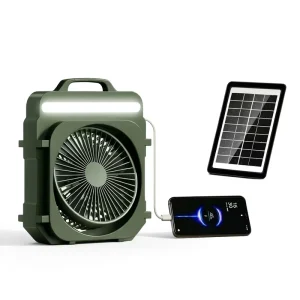 Solar Camping Ventilation 4000mAh Fan with USB Solar Charging Portable Outdoor Phone Charging with 3 Speeds Light