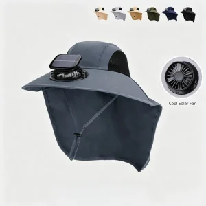 Solar Charging Plush Fan Hat Unisex Outdoor Breathable Summer Sun Shading Fisherman Large Eave Quick Drying Sports Daily