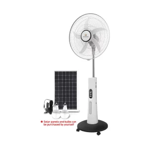 Solar Charging Stand Electric Fan Rechargeable Function Portable AC DC 18 Inch Outdoor 3 Speed with Night Light