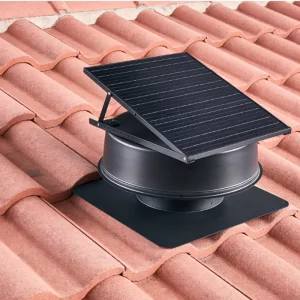 40W 12” Aluminum Alloy Blade Roof Axial Fan Ball Bearing Solar Electric Powered DC15V Exhaust Fan for Greenhouse Plant Farming