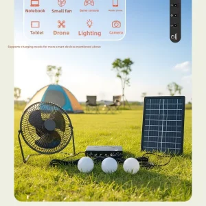 Solar Energy Storage System with Multi Functional Small Fan & Emergency Lighting 8W Power Camping Stall Use 10V