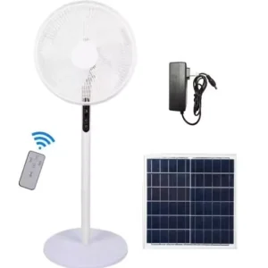 Solar Fan 16 Inch Rechargeable Stand Fan with Remote Control One High Wind Speed Outdoor Use 25W 6kg Made in China