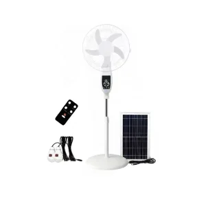 Solar Fan 16 Inch Remote Control Floor Fan Built in Large Capacity Battery Mobile Phone Charging with LED Small Light Bulb
