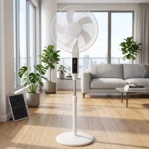 Solar Fan 16 Inch Remote Control Rechargeable Fixed Fan with Left and Right Oscillating Multifunctional Floor Fan