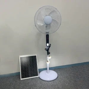 Solar Fan 5 Blade Rechargeable Stand AC DC 12V High Wind Speed
