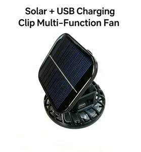 Solar Fan Clip USB Rechargeable Small Fan Hat Hole Digging Electric Fan Three Gear Cooling Mini Fan