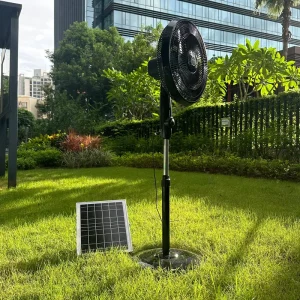 Solar Fan Household Large Wind Mute Outdoor Portable Battery Rechargeable Floor Fan with Solar Panel
