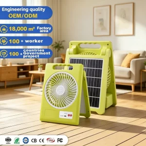 Solar Fan Light Foldable Portable Outdoor Camping Fan Rechargeable Household Three gear Lighting Long Endurance
