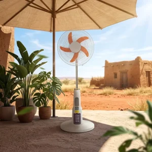 Solar Fan Lithium Battery Rechargeable Stand Fan USB Port LED Light Mosquito Repellent
