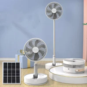 Solar Fan Portable Wireless Fold Rechargeable With Control and Lighting Power Bank Low Noise Ventilador Desktop Outdoor Camping
