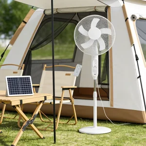 Solar Fan with Solar Panel Remote Control 16 Inches White Indoor and Outdoor Fan