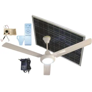 Solar Fan with Solar Panel for Home Dining Room Modern 3 Blades Dimmable Metal LED Ceiling Fan with Light and Remote Control