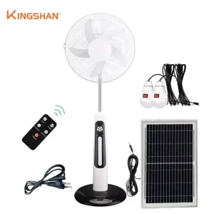 Solar Pedestal Floor Stand Fan 9 High Speed Battery Operated Remote Control Outdoor Household Rechargeable Standing Fan