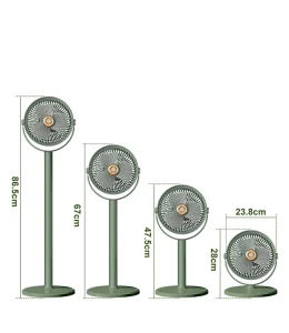 Solar Pedestal Tower Fan 4000mAh 4 Heights 5 Speeds Air Circulation Fan USB Rechargeable Floor Standing Fan