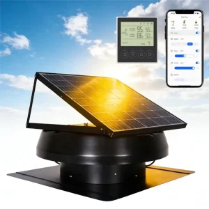Solar Powered 24V DC Brushless Attic Fan 40W 14 inch Blade Diameter Ball Bearing 5 Year Warranty OEM Green Resources