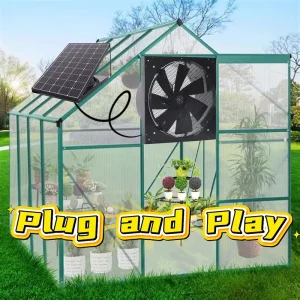 Solar Powered 24V DC Industrial Duct Axial Gable Wal Fan With Square Frame and Rear side Detachable Fan Guard