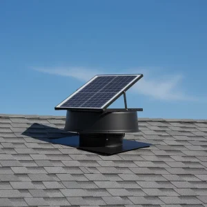 Solar Powered Attic Exhaust Fan Roof Top Mounted Copper Brushless DC Motor 1300rpm No Electric Consumption Warehouse Ventilation