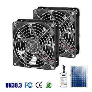 Solar-Powered Chicken Coop Ventilation Fan Cooling System Dual 5.5″ Fans 3-Speed 25W Bifacial Panel Battery ODM ABS Construction