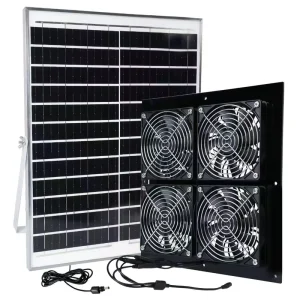 Solar Powered Cooling Exhaust Fan Powerful Ventilation for Pet House Kitchen & Bathroom