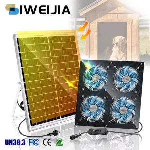 Solar Powered Fan for Shed Chicken Coop Greenhouse Outside with 120mm Fans On Off Switch Exhaust Intake Installation Kits