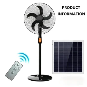 Solar Powered Floor Fan16Inch 18Inch 6 Speed Adjustable Portable Floor Fan for Home Blackout Emergency USB Port & Night Light