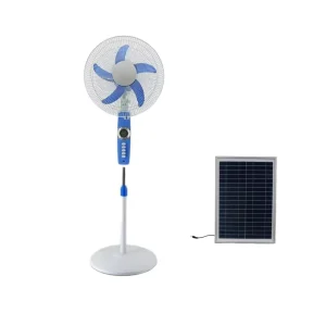 Solar Powered Household 3 Blades Pedestal Fan Light Feature Air Supply for Hotels AC DC Electric Fan
