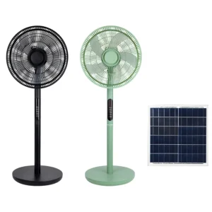 Solar Powered Mechanical Plastic Fan 29-Inch Adjustable Height Oscillating Portable Outdoor Cooling Brushless Motor Low Noise