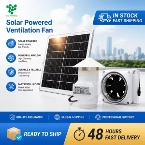 Solar Powered Plastic Roof Duct Fan Photovoltaic Ventilation Industrial Heat Removal Energy Saving Pure Copper Motor DC 12V