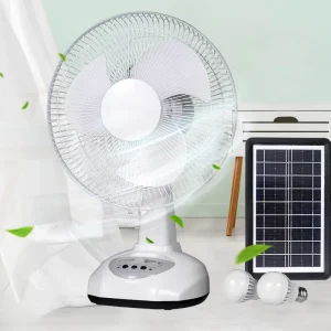 Solar Powered Portable Fan High Speed USB Rechargeable Cooling Fan with LED Light for Outdoor Camping Travel