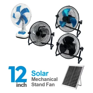 Solar Powered Rechargeable Electric Standing Fan from Factory, 12 Inch, 16 Inch, or 18 Inch