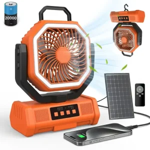 Solar Powered Rechargeable Fan USB with LED Power Bank Portable Wearable Handheld Design ABS Camping Fan Outdoor Car Use