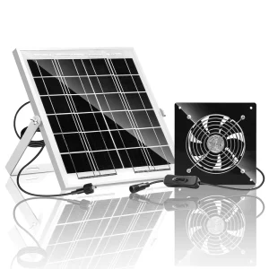 Solar Powered Stainless Steel Two Ball Bearing Fan for Shed Chicken Coop OEM ODM Customizable 120mm Exhaust Intake Kit