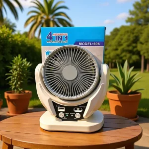 Solar Powered Table Fan USB Rechargeable Camping Fan with LED Light Power Bank 3600mAh Portable Fan for Outdoor Home
