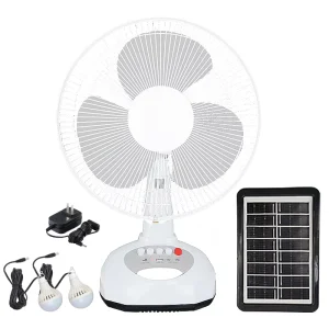Solar Powered Table Fan with LED Light USB Charging Solar Fan for Home Office Outdoor Emergency Cooling Solar Fan