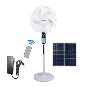 Solar Rechargeable 16 Inch Floor Stand Fan Mechanical Control 3 Speed 6V Plastic Emergency Outdoor Household Use