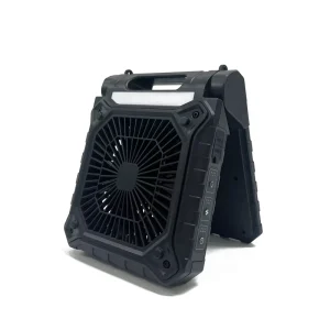Solar Rechargeable 5000mAh Lithium Battery Portable Camping Fan with 3-Speed Foldable Design for Home Car Outdoor & RV Use