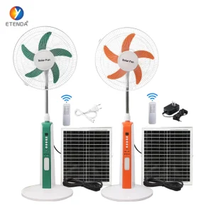 Solar Rechargeable Fan with Lithium Battery, 25W DC, Outdoor Use, ETD-1601F-2