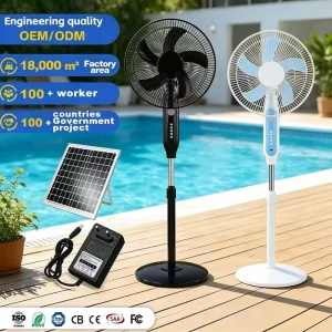 Solar Rechargeable Iron+ABS 15W Outdoor Camping Emergency Table Fan with 16-Inch Shaking Head and Large Wind