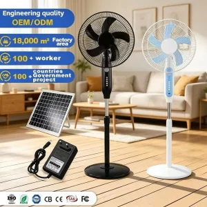Solar Rechargeable Iron+ABS 15W Outdoor Camping Portable Table Fan Large Wind 16 Inch Shaking Head Power Outage Emergency
