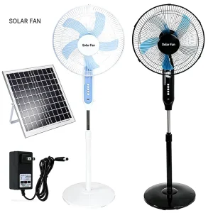 Solar Rechargeable Pedestal Floor Fan With Solar Panel LED Light USB Charging for Home Outdoor Emergency Camping